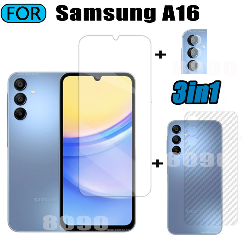 Samsung A16 A 16 Tempered Glass 3 in 1 Screen Protector for Samsung A06 Tempered Glass with Camera Lens Glass Protector