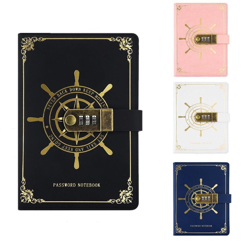 Secure Notebook Sailor's Voyage Password Notebook Classic Design Leather Cover Thick Pages Locked Diary book Password-locked A5 Size Password Journal for Personal Journaling Office Use Gift Item. 