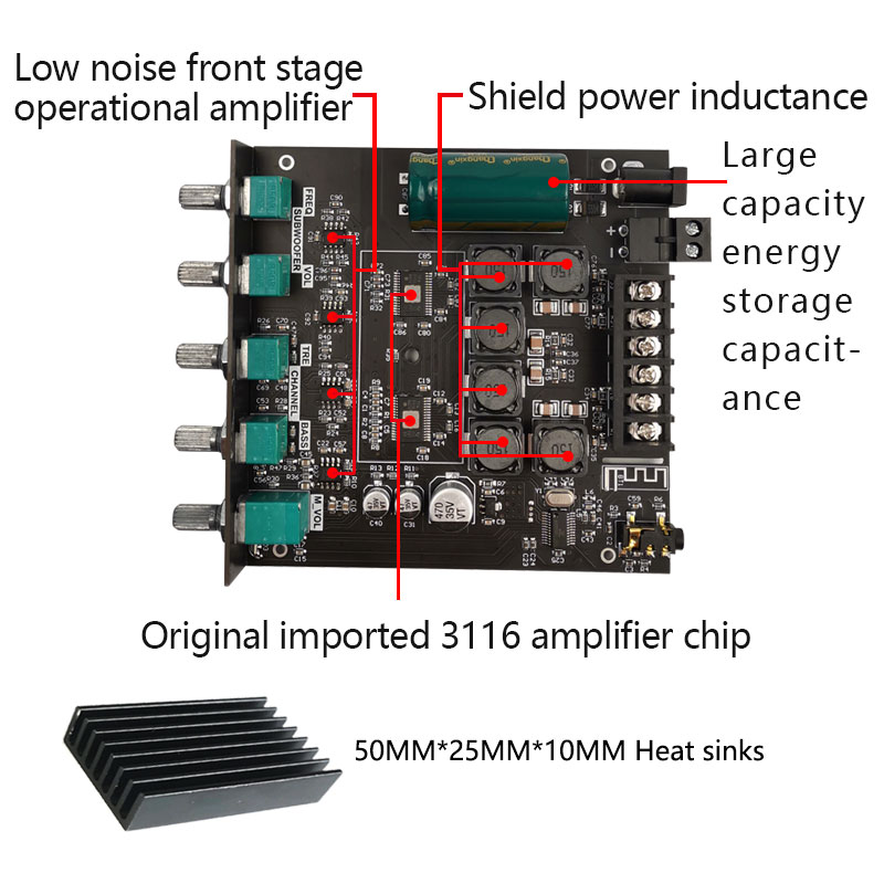 ZK-TB21 TPA3116D2 Bluetooth 5.0 Subwoofer Amplifier Board. 