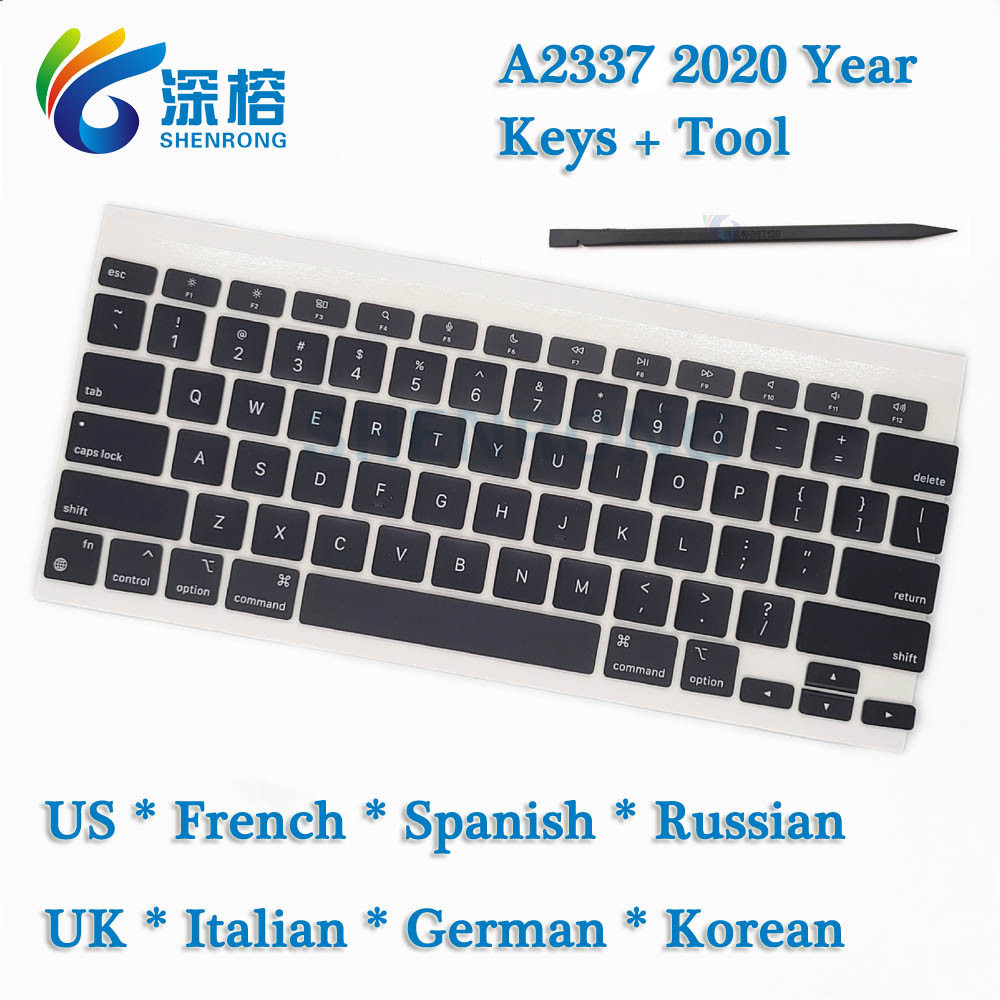 Laptop A2337 AZERTY Keys Keycaps US*French*Russian*Spanish... For Macbook Air Retina 13 M1 A2337 Key Cap Keyboard 2020 EMC 3598