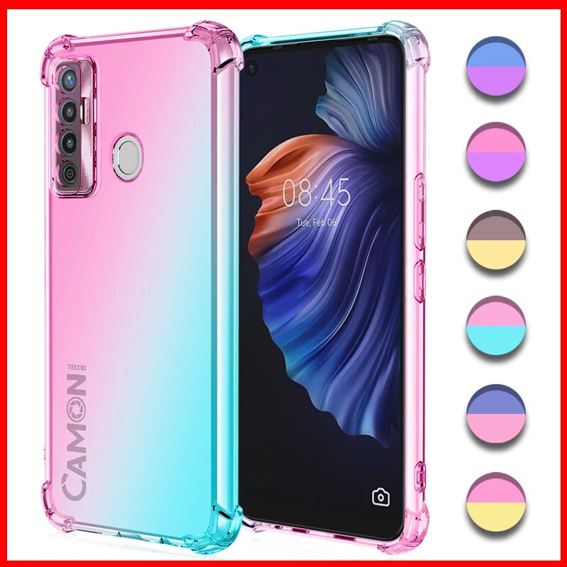 Phone Case for Tecno Pouvoir 4 Pro Tecno Pop 6 Go LC8 LC7 CD7,Hybrid Cute Gradient Soft TPU Bumper Flexible Drop Protectio Cover