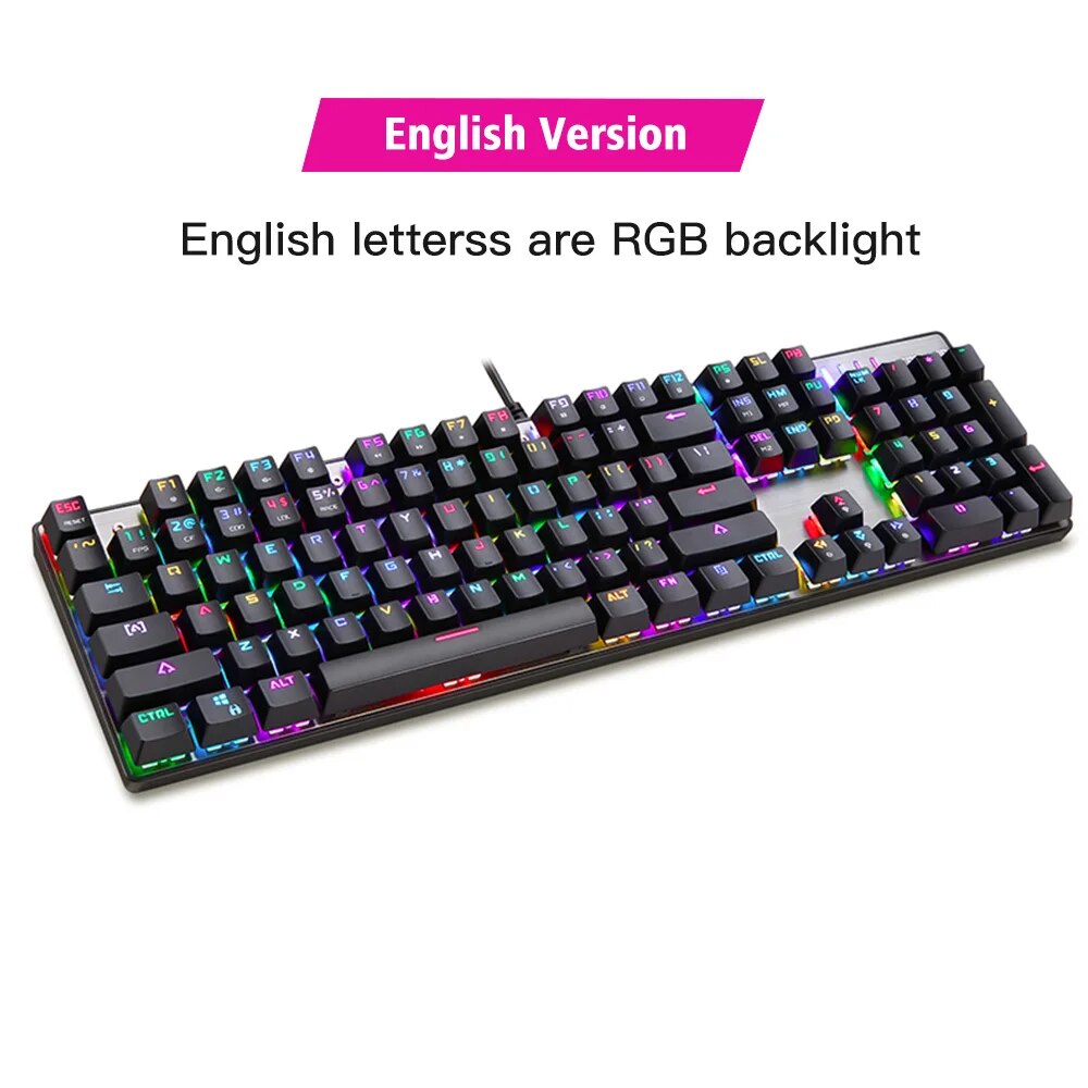 Motospeed CK104 Gaming Mechanical Keyboard 104 Keys RGB Backlit Wired Computer Office Typing Keyboards Red Switch For PC Laptop. 