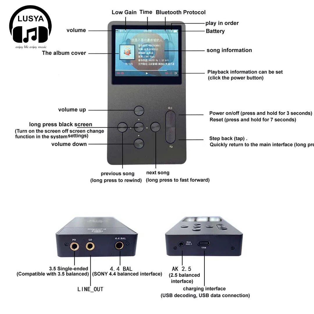 New Latest F.Audio FA4 HIFI DSD lossless USB DAC decoding Bluetooth two-way dual ES9038Q2M Balanced output mp3 Player. 