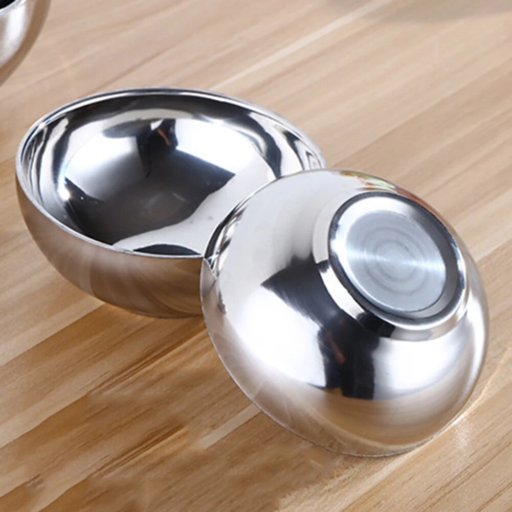 【Cathery Baby Store】Stainless Steel Bowl Double Layer Insulation Platinum Bowl Soup Rice Bowl Household Container. 