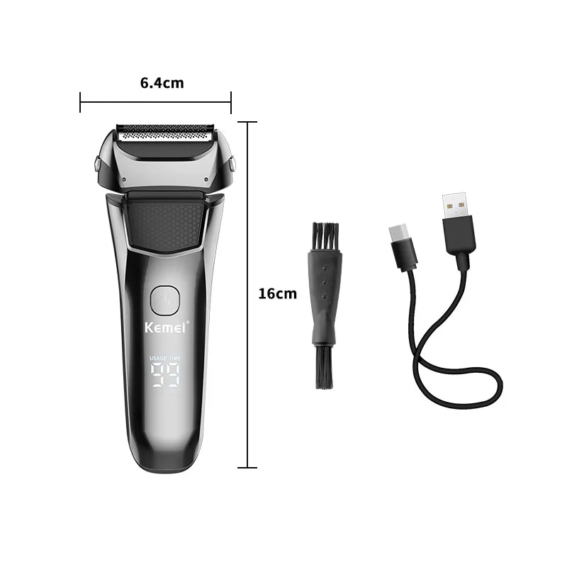 Kemei Razor KM-8512 Double-layer Reciprocating Full-body Washing LCD Digital Display Electric Shaver for Men Machine for Men. 