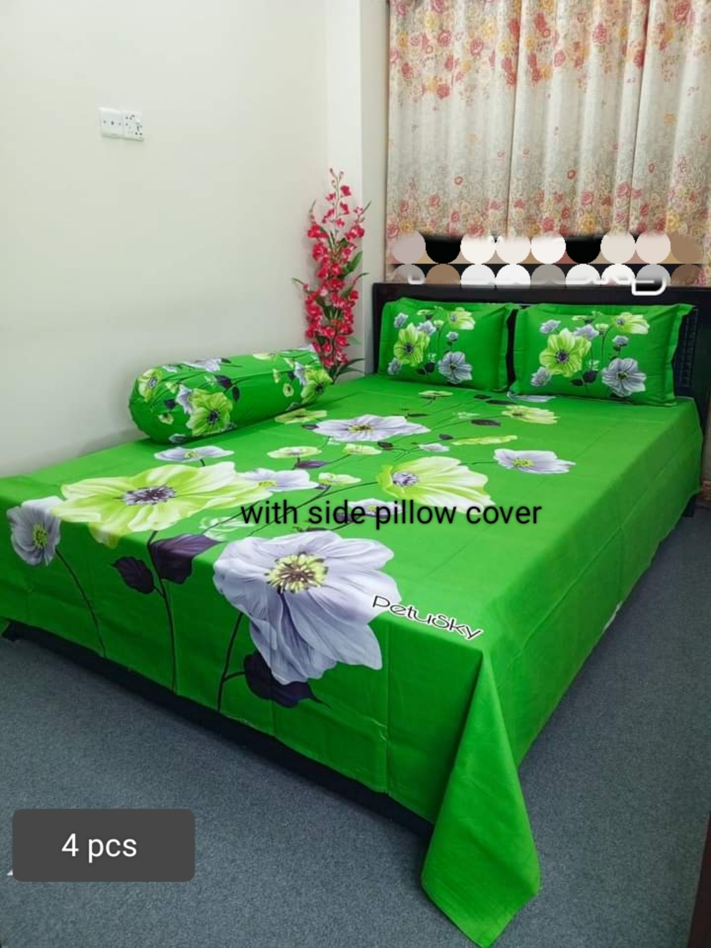 luxury panel cotton double size twill panel bed sheet size (7 4"×8 3") feet King size with two pillow cover. 