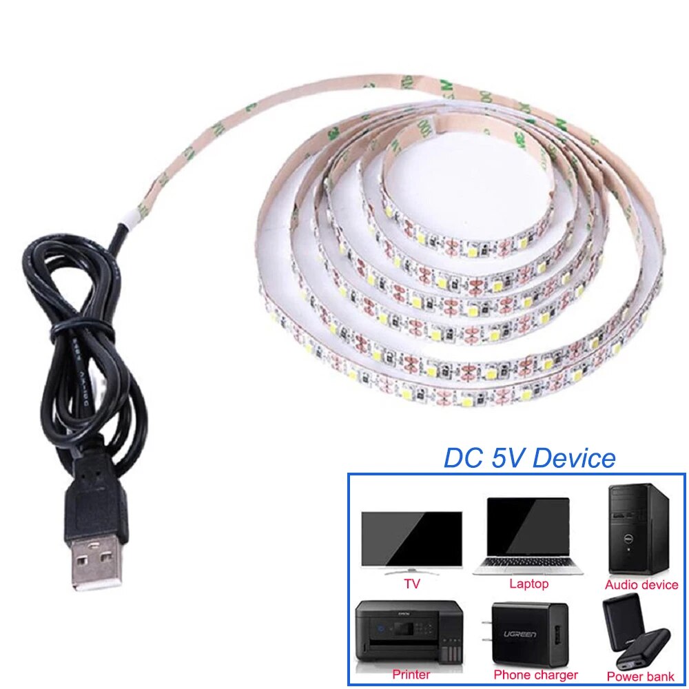 【NEW】 USB LED Strips DC 5V 2835 White Warm White Red LED Strip Light TV Background Lighting Home Decor Lamp 0.5M 1M 2M 3M 4M 5M IP21