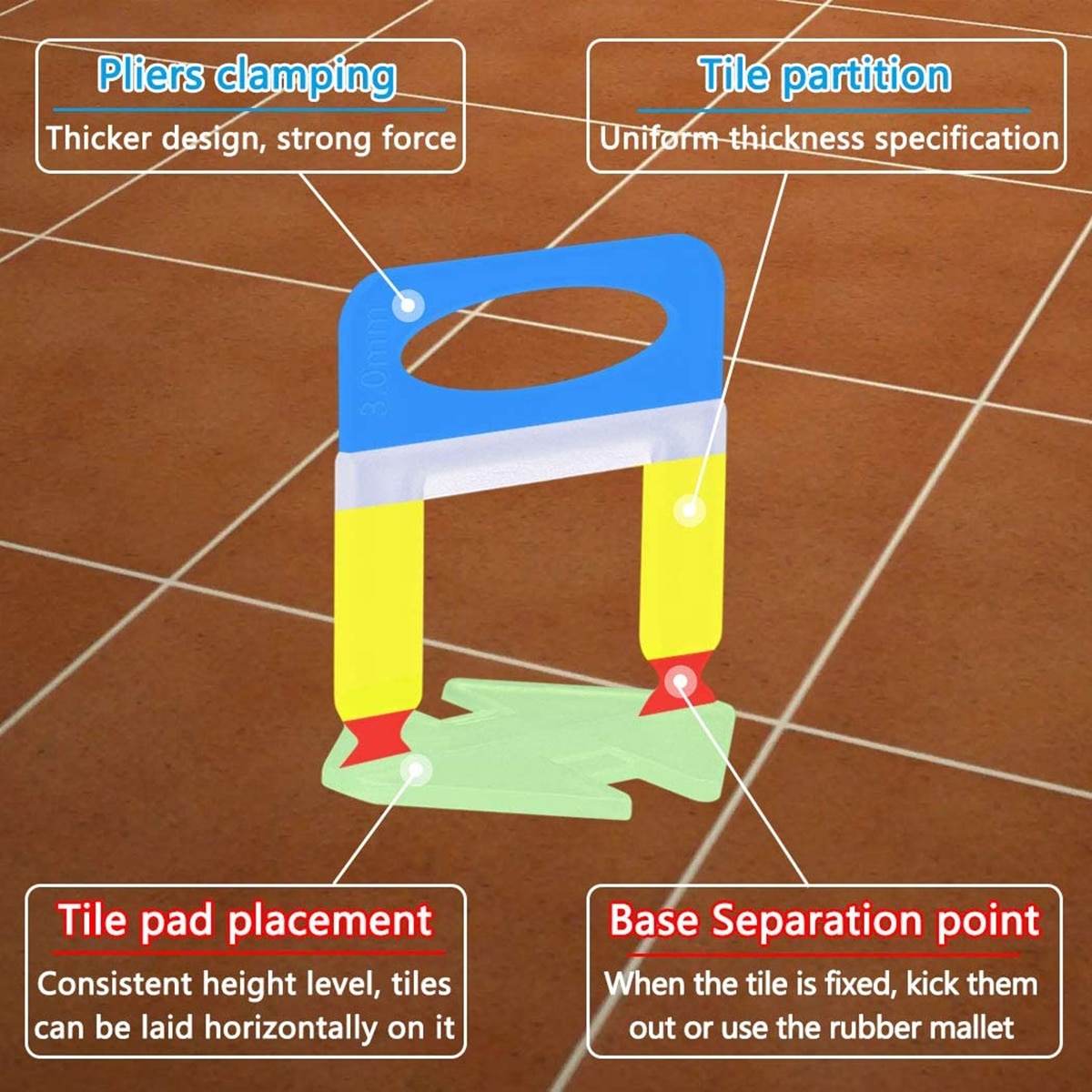 Tile Leveling System Clips 200-1000Pcs Tiles Leveler Spacers 1/1.5/2/2.5/3MM for Ceramic Tile Laying Leveling Construction Tools. 
