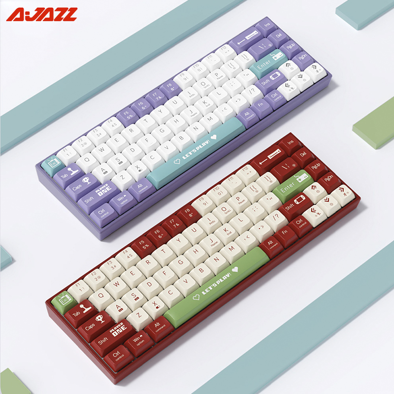 Ajazz Ak680 Wired USB Gaming Mechanical Keyboard Backlit Hot-Swappable 2.4G Wireless Keyboard Red Switches 68 Key for PC Laptop