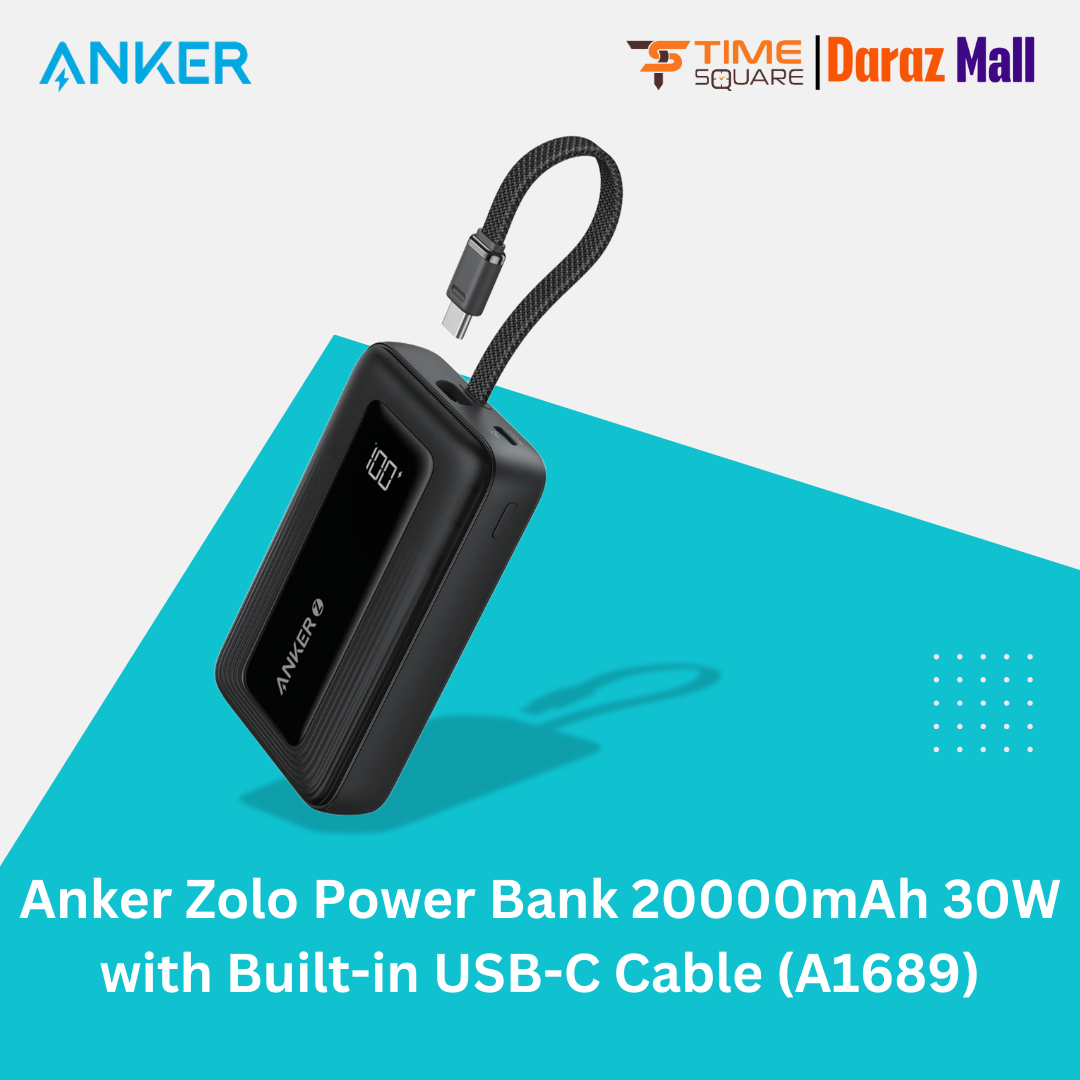 Anker Zolo Power Bank 20000mAh 30W with Built-in USB-C Cable (A1689)