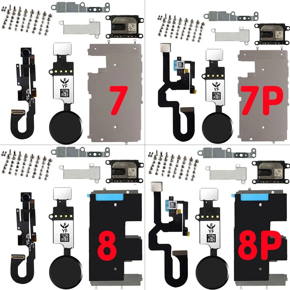 Full Lcd Parts For iPhone 7 7P 8 Plus Front Camera Home Button Flex Cable Ear Speaker Full Set Screws Repair Replacement. 