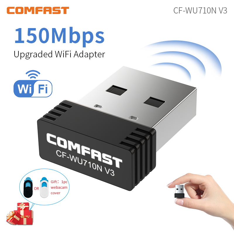 Comfast USB Adaptador Mini Wifi Adapter 150M Usb Wi Fi Para PC Receiver Wi-fi Dongle Network Card Desktop Win7 8 10 11 7601 8188