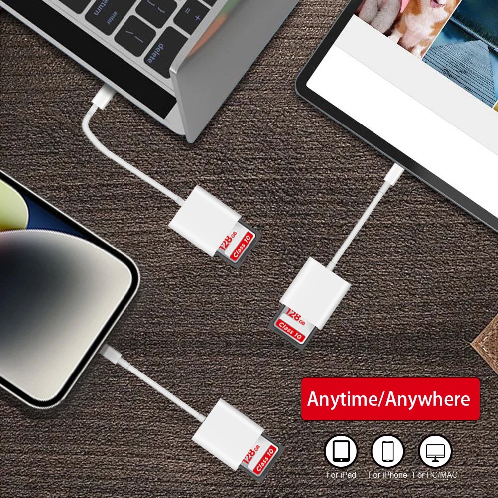 2 in 1 Lightning USB HUB Card Reader for Miro Mini SD card / SD card Flash Adapter / Card Reader with 2 Slot for iPhone/iPad. 