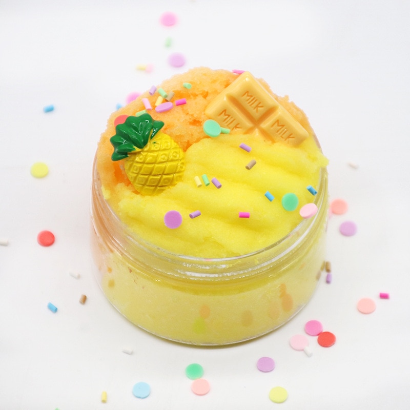Slime Toy Fruits Chocolate Cotton Mud Puff Slime Scented Stress Reliever Fidget Toys Beautiful Slime Modeling Clay Toy 100ml. 