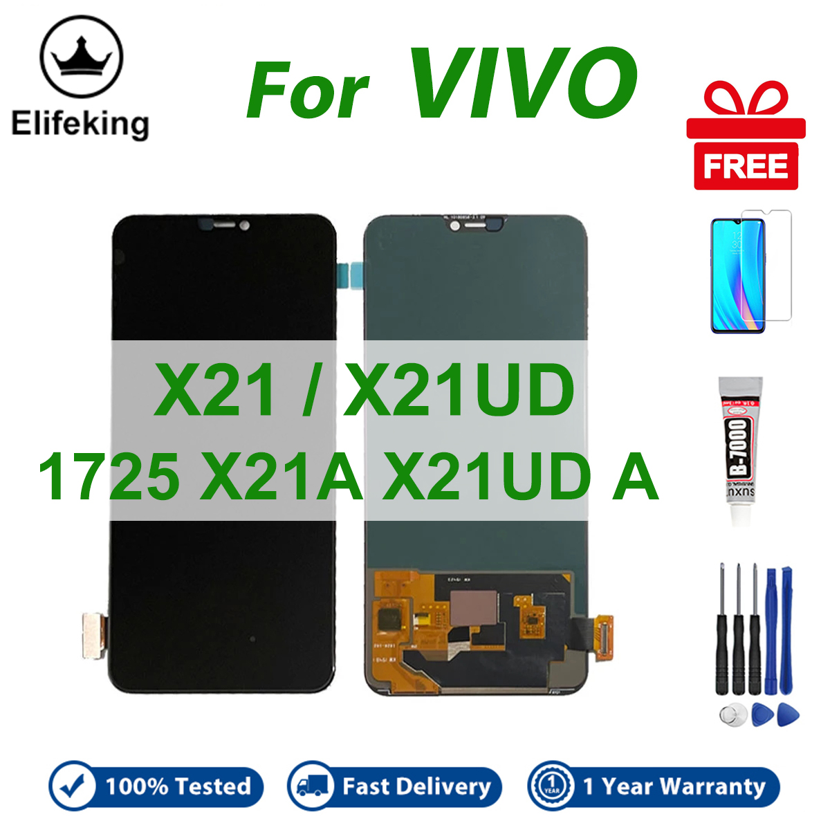 LCD No Frame For VIVO X21 X21UD 1725 X21A X21UD Display Touch Screen Digitizer Assembly Replacement Parts