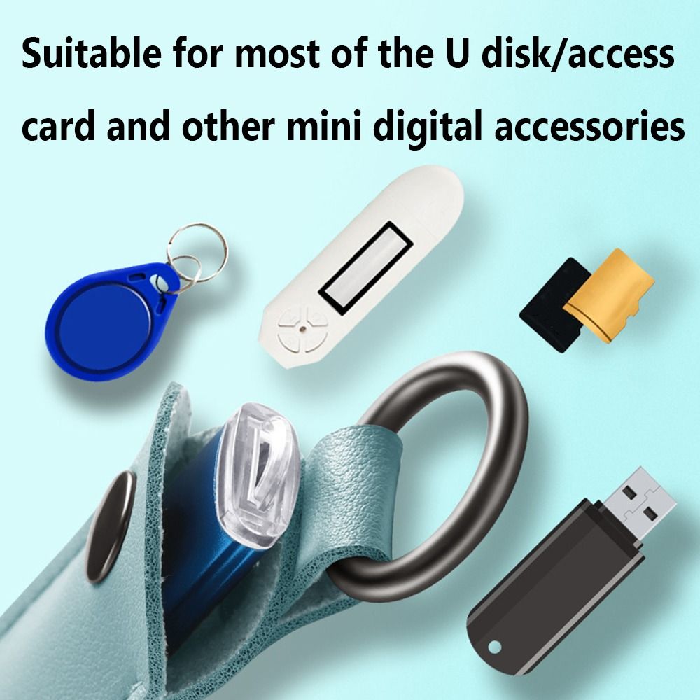 CHENG Leather Protective Cover Key Ring Holder Storage Bag Memory Stick Case USB Flash Drive U Disk Pouch. 