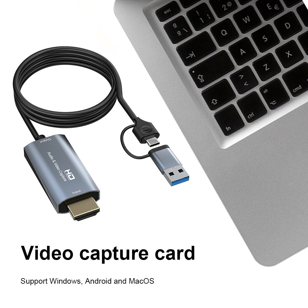 Type C Video Capture Card HDMI-compatible Video Grabber Portable 4K Video Capture Card HD 1080P for Live Streaming Video Record. 