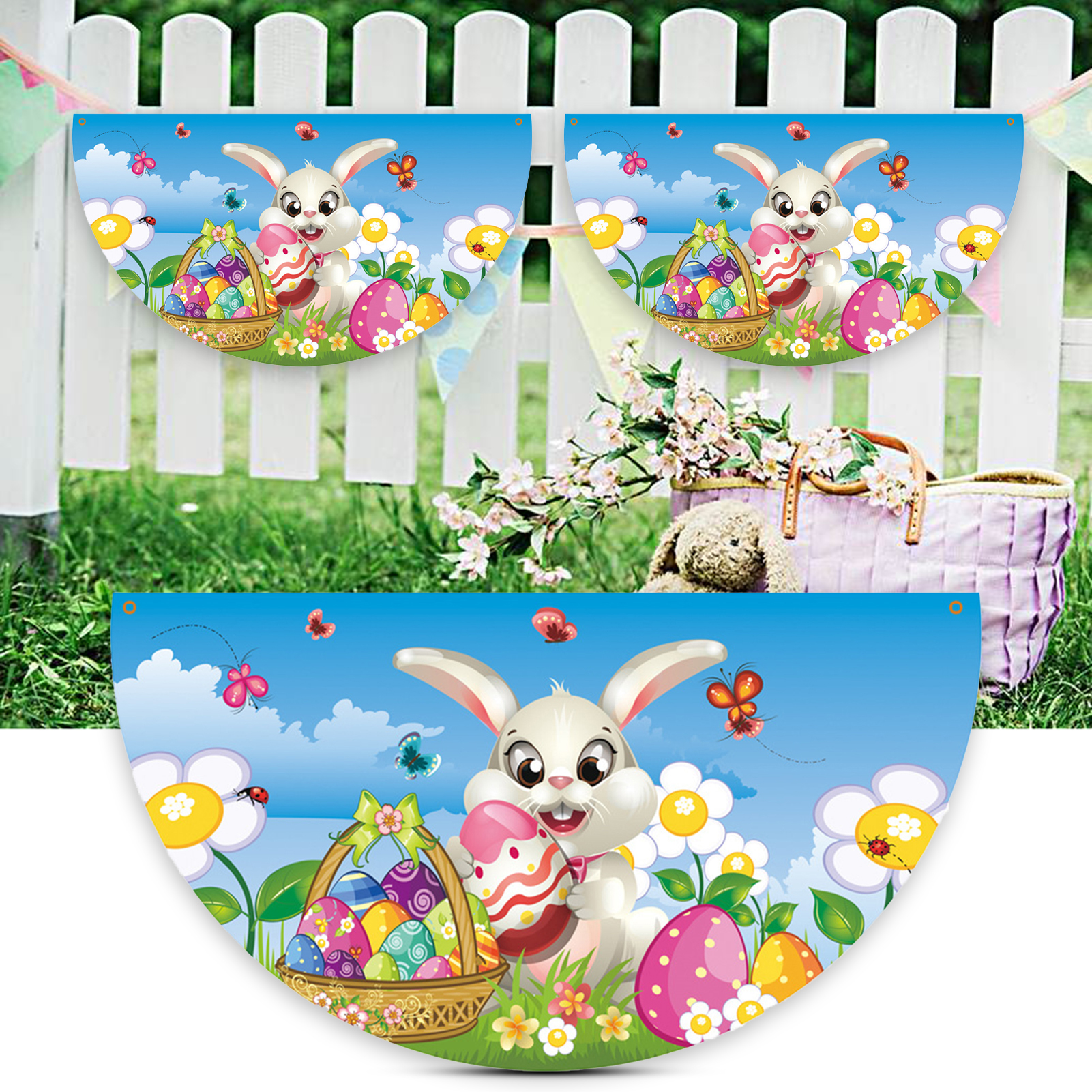 Fan-shaped Banner Vivid Eye-catching Soft Flexible Semicircle Flag Bunting. 