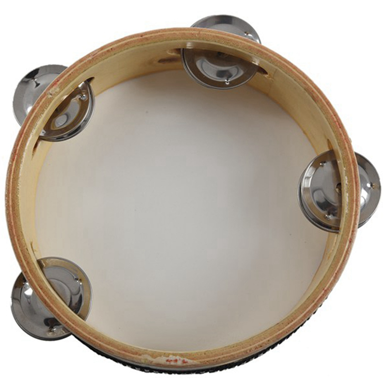 TWEXQNY 3X 6 Inches Early Education Teaching Aids Hand Tambourine Children Percussion Tambourine Dance Hand Drum with 4 Bells