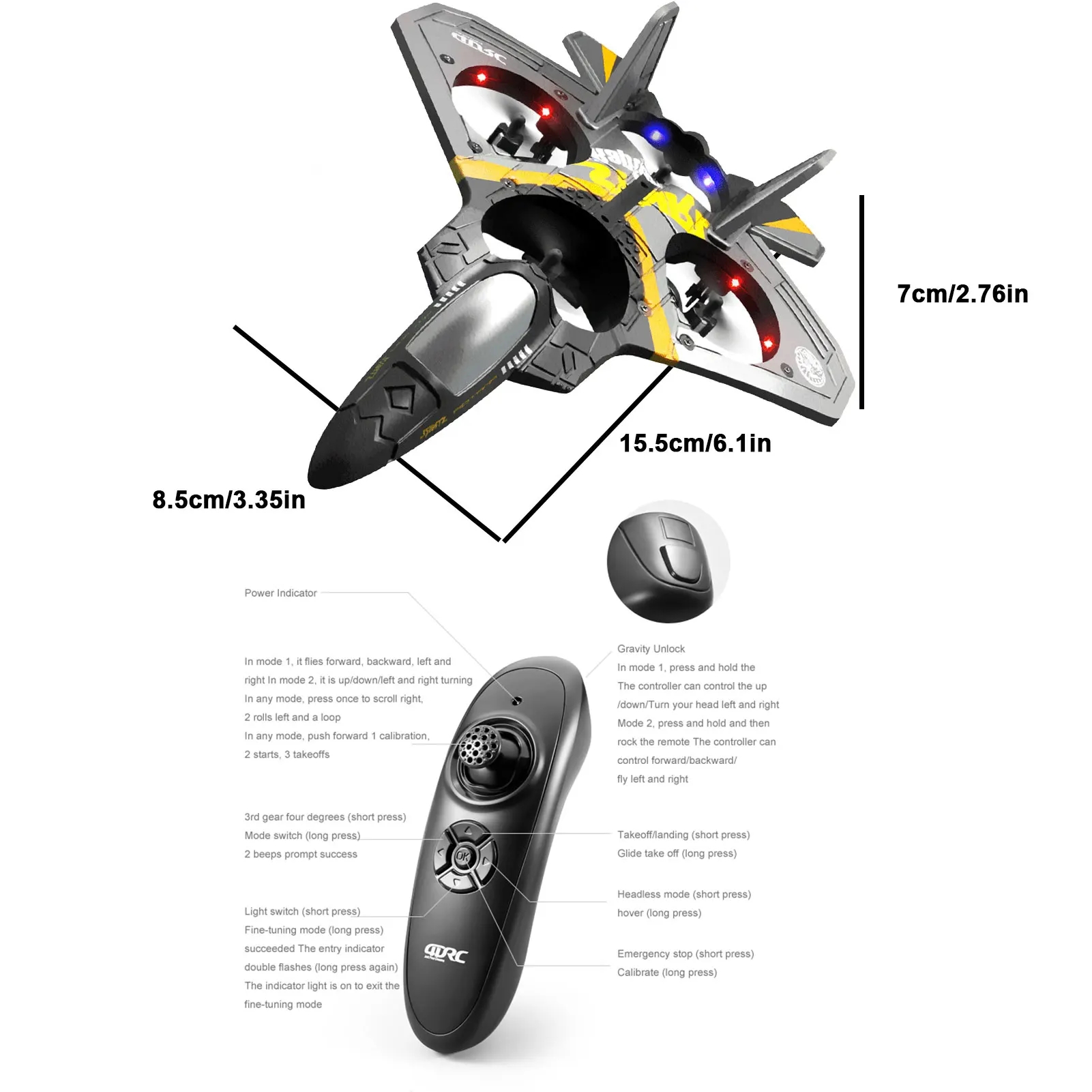 V17 Rc Plane Jet Fighter RC airplane 2.4GHz Remote Control Air plane 360 Stunt Spin Remote Light RC Plane Toy. 
