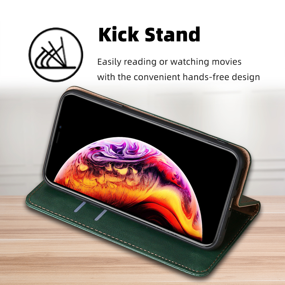 For Apple iPhone XR Phone Case Luxury Retro Wallet Case With Credit Card Slots Stand Magnetic Leather Flip Cover. 