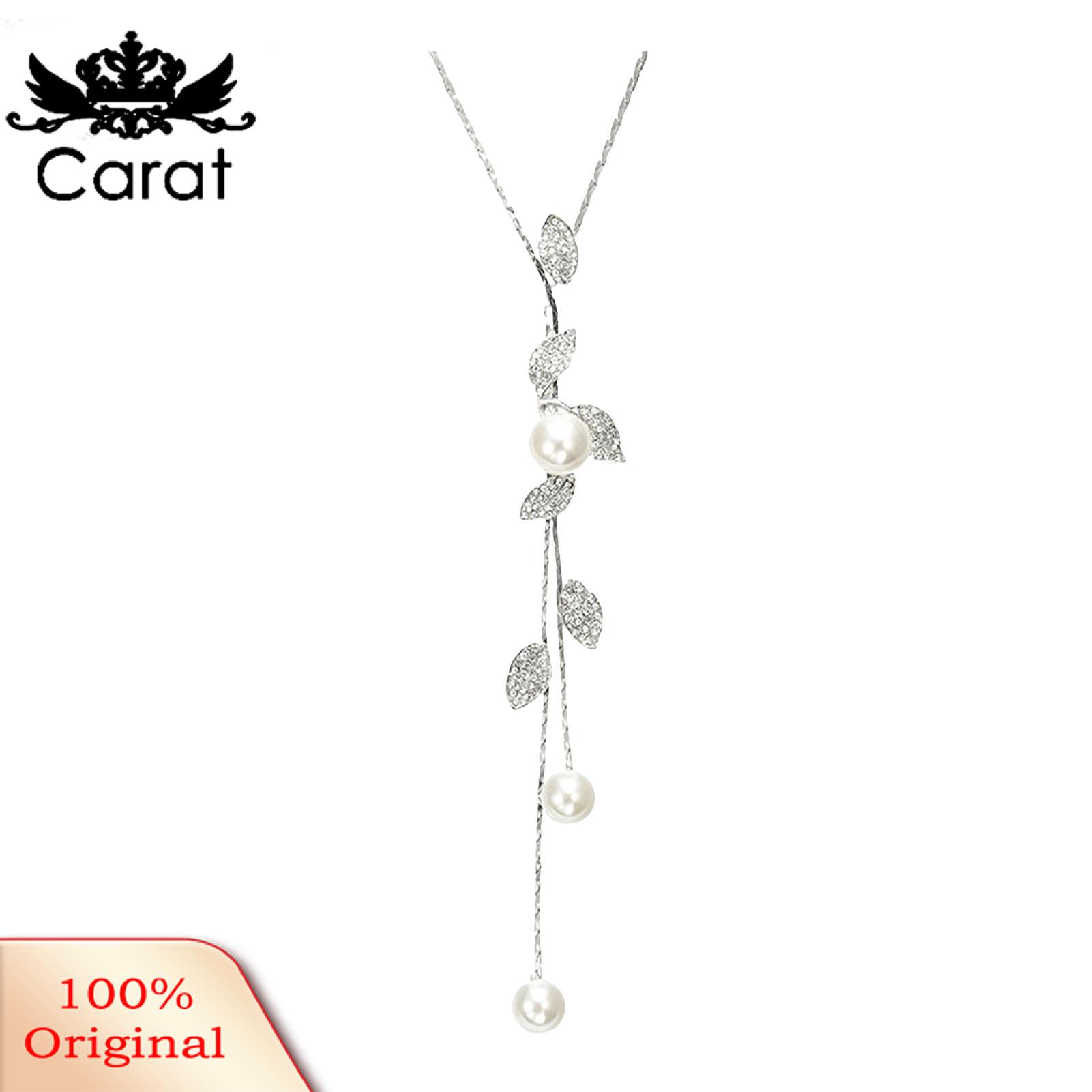 Carat Faux Pearl Chain Boho Chic Leaf Tassel Necklace with Faux Pearl Rhinestone for Women Perfect for Dating Prom Party Fashionable Garment Decoration Jewelry Faux Pearl Sweater Chain