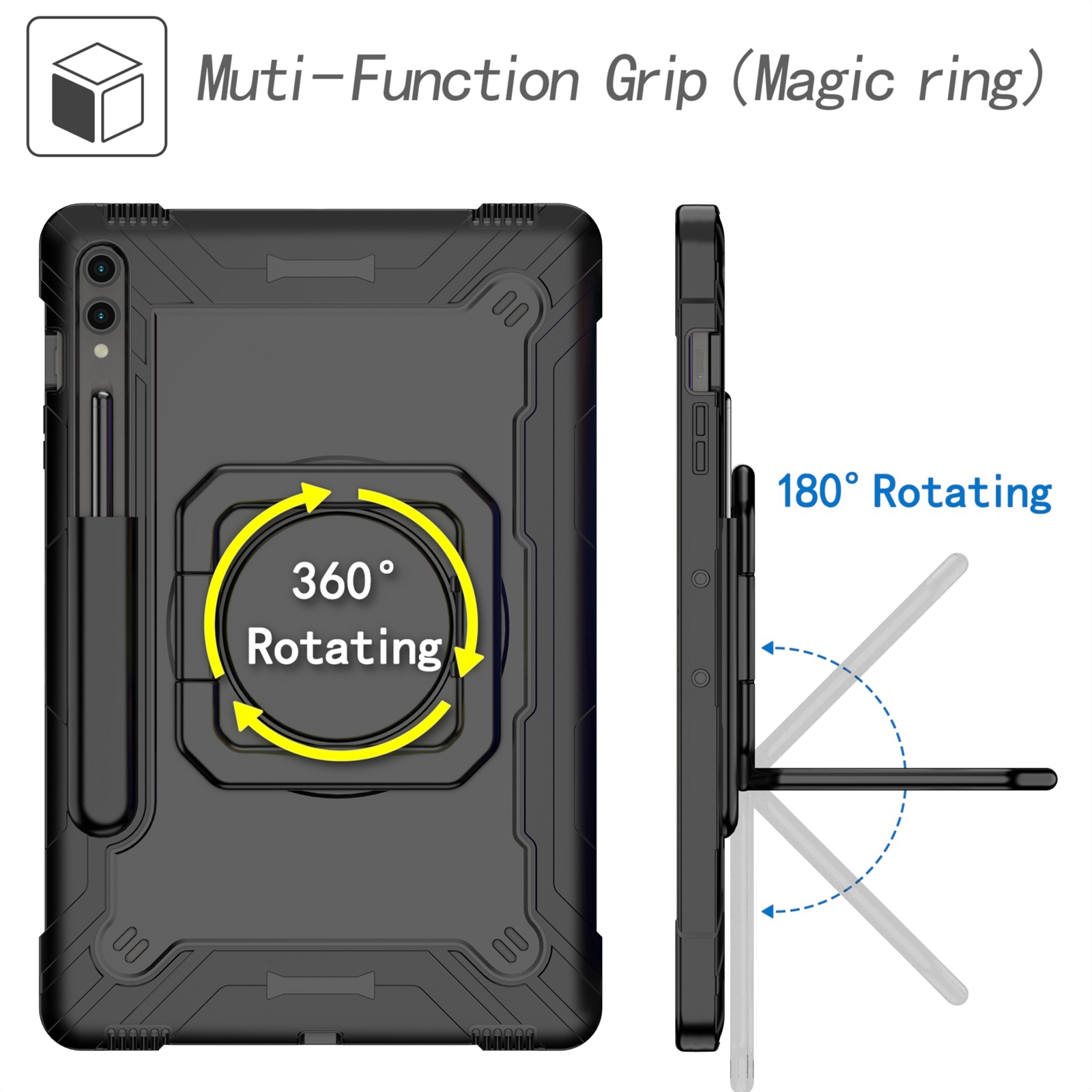 Handle Robot Silicone Hybrid PC Tablet Case For Samsung Galaxy Tab S9 FE+ / S9+. 