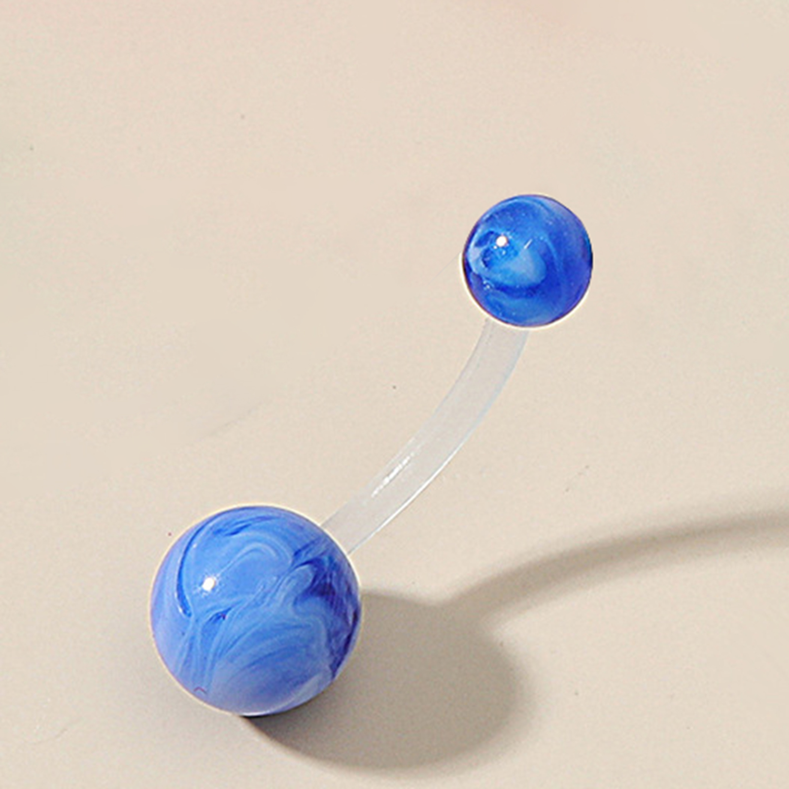 Vogue Navel Ring Smooth Surface Faux Marble Belly Piercing Button Ring. 