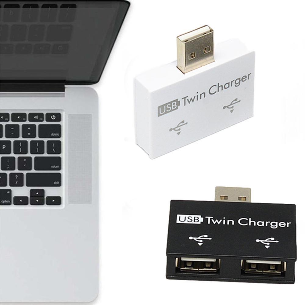 Mini USB Hub To 2 Port Charger Hub Adapter  Fashion New USB Splitter For Phone  Computer USB Hub 2.0（white）. 
