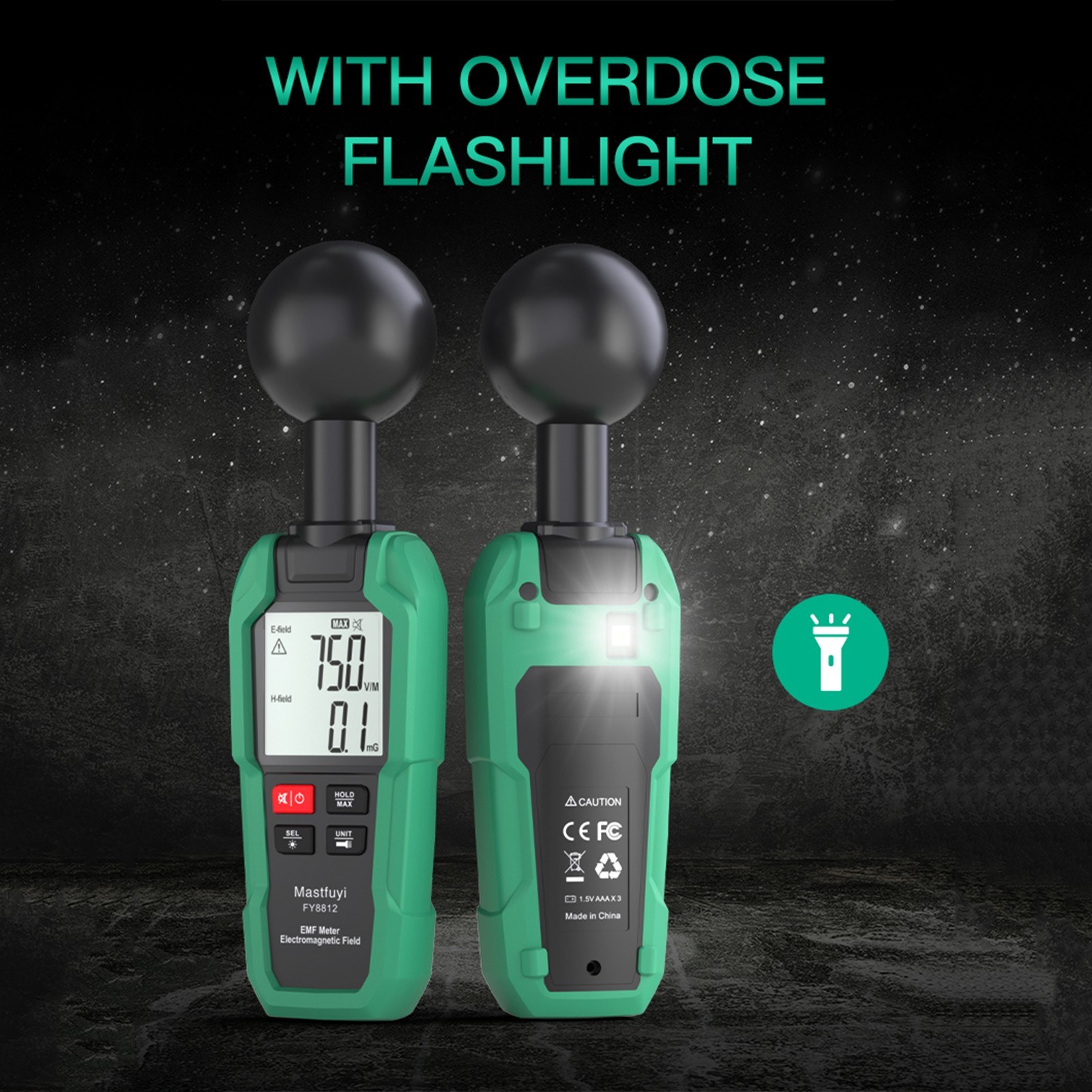 Mastfuyi EMF Meter Electromagnetic Field Tester High Precision Electromagnetic Radiation Testing Gauge Electromagnetic Wave Radiation Detector 2-inch LCD Digital Display with Backlight Flashlight