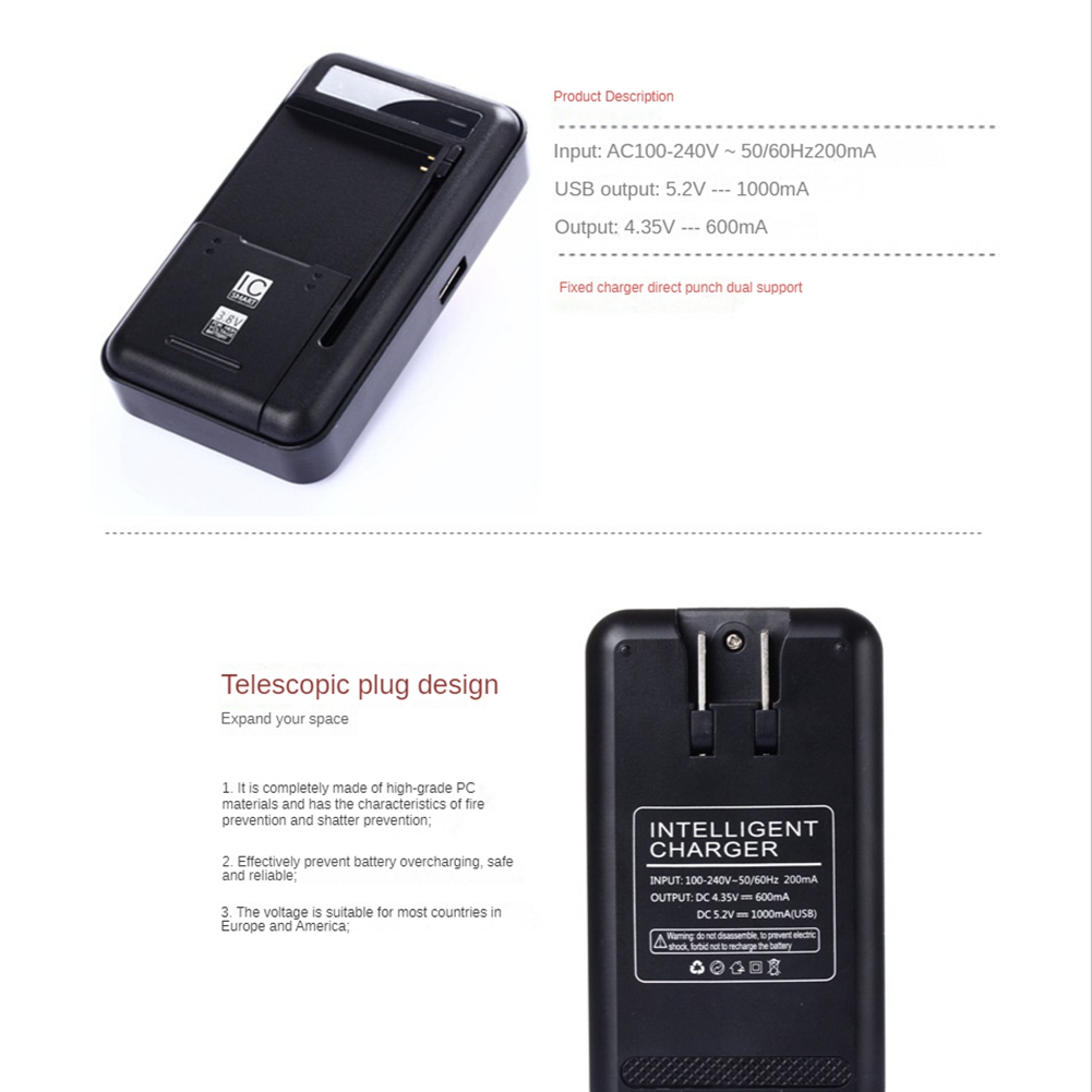 Universal Charger Universal Mobile Charger with USB Output Port for 4.35V High-Voltage for Cell Phone Charg US Plug. 
