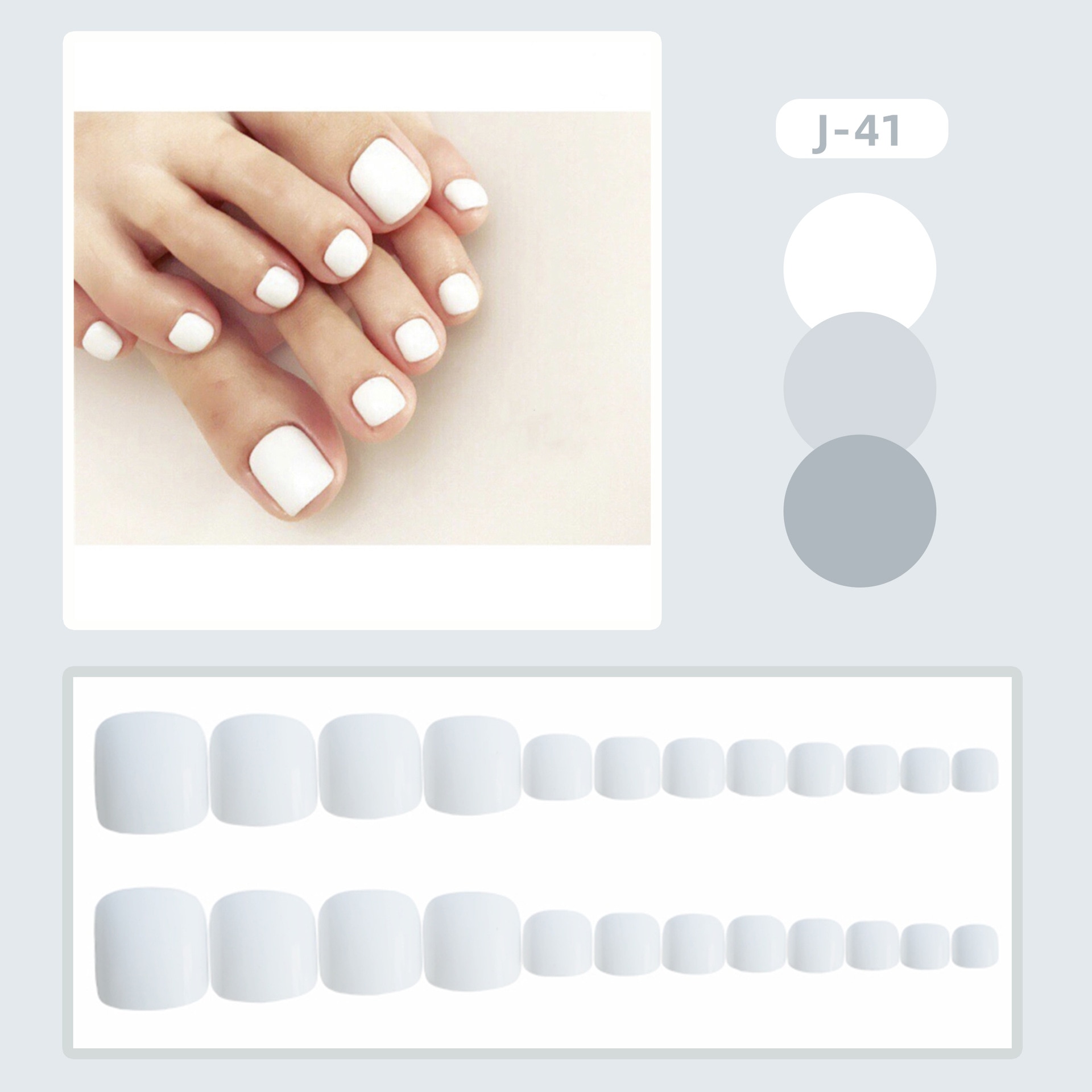 24Ps Glossy Lake Blue Press on Toe Nails Artificial Acrylic Toenails Full Coverage Removable Wearable Toe Nail Art Finished. 