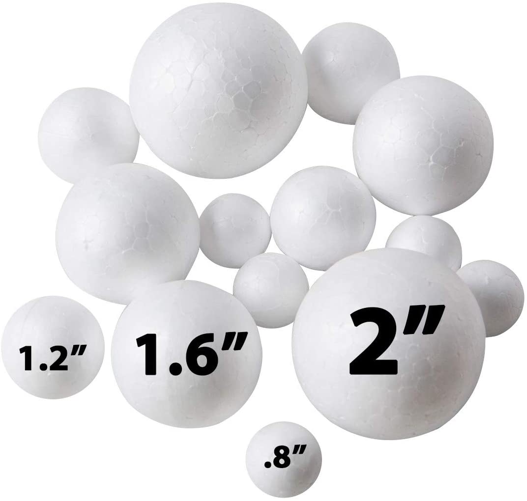 20ps 4 Different sizes 8/1.2/1.6/2 Inches White Craft Foam Balls, Foam Craft Balls, Foam Balls For Arts and Crafts, DIY Craft For Home, School Craft Project