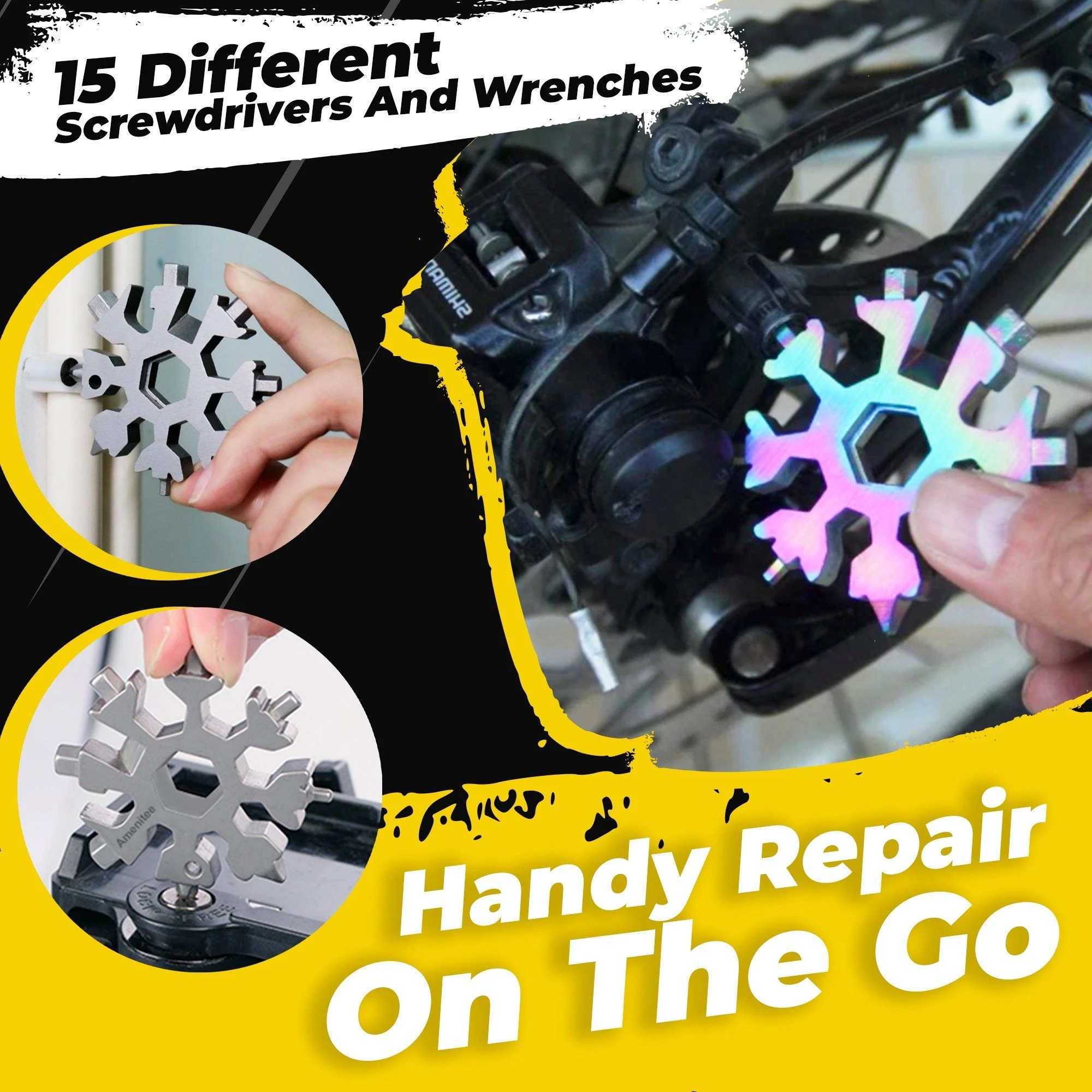 18-in-1 Snowflake Stainless Steel Multitool,Bottle Opener/Wrench/Screwdriver/Hand tools with Keychain, Tool Kit for All Occasions, Gadgets. 