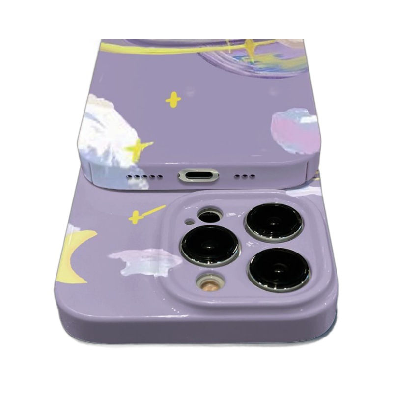 Feilin Romantic Purple Planet Mobile Phone Shell for iPhone 14pro Hard Shell iPhone13pm/11pro/12/8p/xr. 