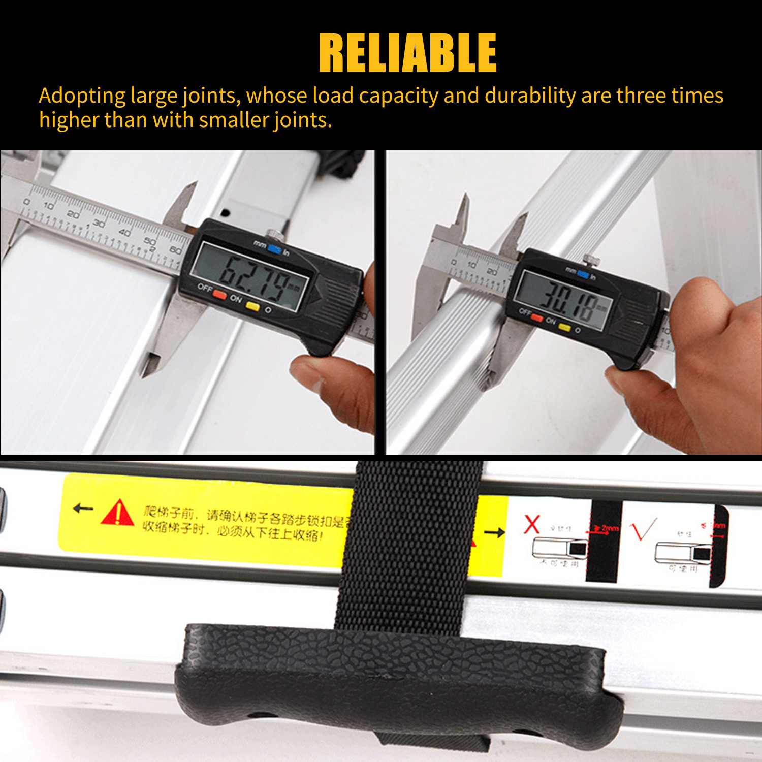 2m(7 Steps) Telescoping Ladder Extension Telescopic Ladders Portable Expandable Retractable Foldable Aluminum Ladder with One Button Collapsible Folding 330 Pound Capacity. 