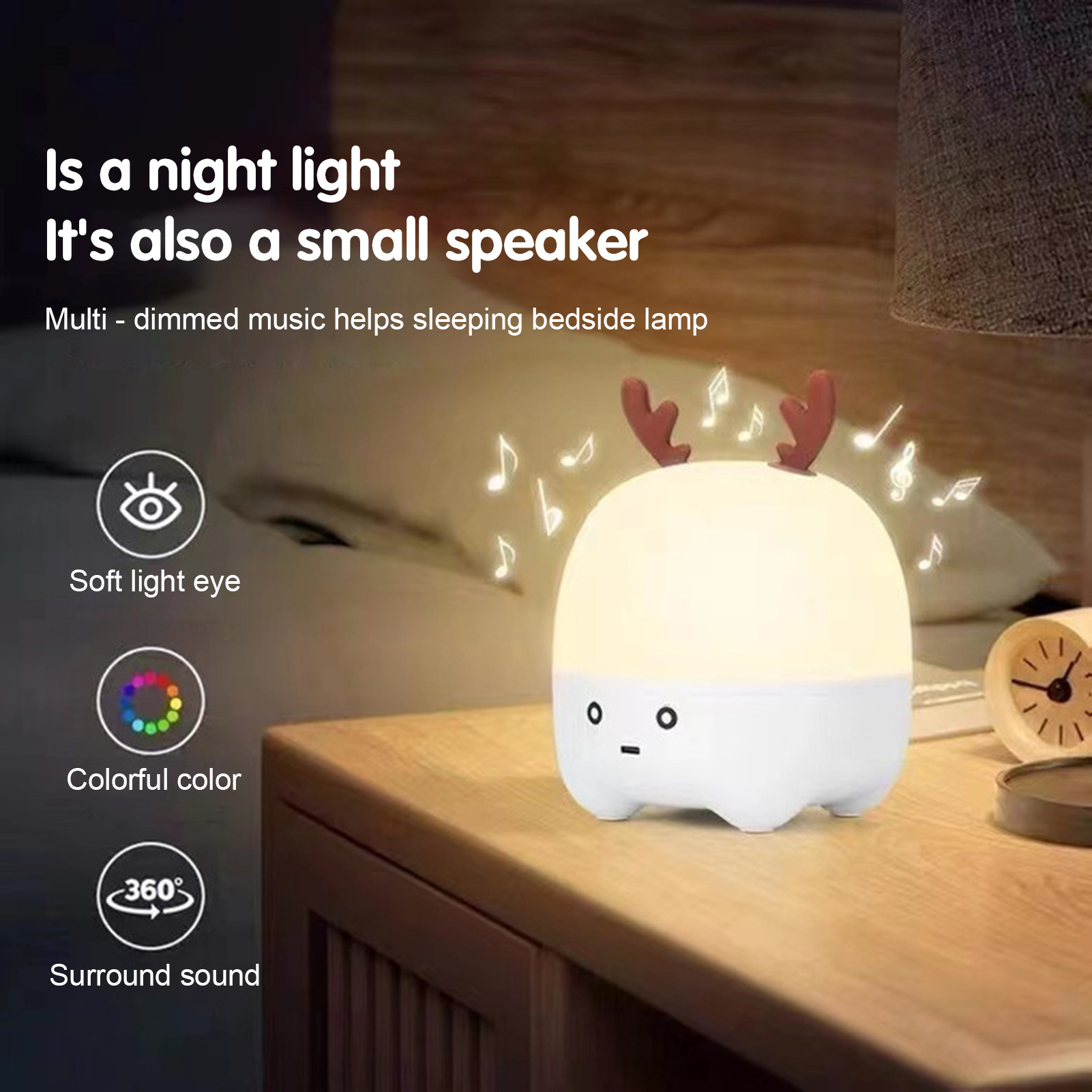 Sound Box 3D Surround Sound Cartoon Deer Bluetooth-compatible5.0 Multifunctional Sound Box. 