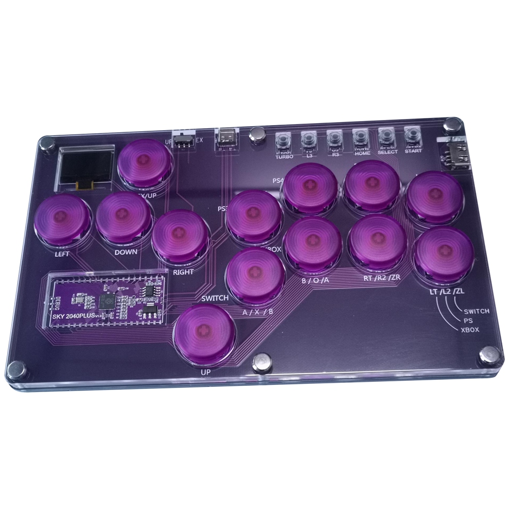 Fight Stick Arcade Joystick Hot-Swap Encoder Controller Xinput/Dinput Mini Console for PC/Switch/PS3/ Purple Easy Install Easy to Use