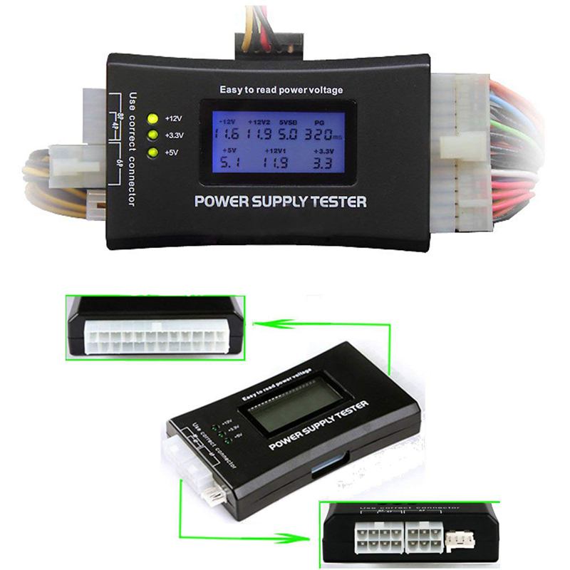20 4 Pin LCD Power Supply Tester for ATX, ITX, BTX, PCI-E, SATA, HDD. 