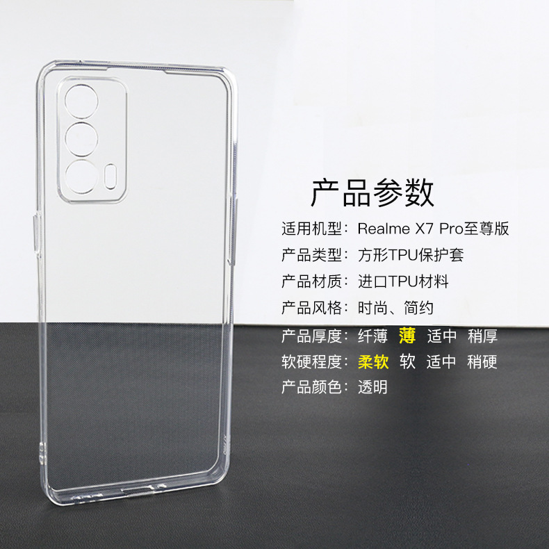 Applicable Realme X7 Pro Extreme Square TPU Simple Transparent Phone Case New UV Painted Material. 