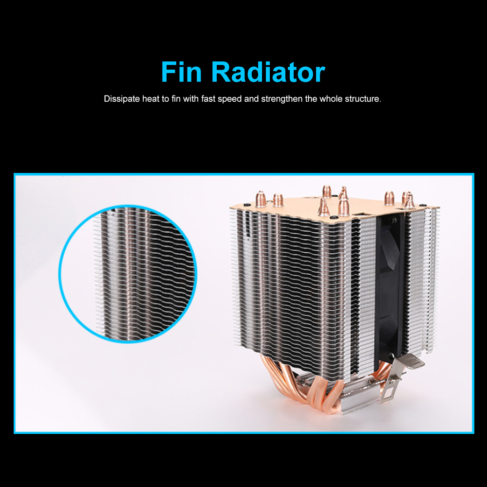 Hydraulic CPU Cooler Heatpipe Fans Quiet Heatsink Radiator Replacement for Intel Core AMD Sempron Platform with Blue Light. 