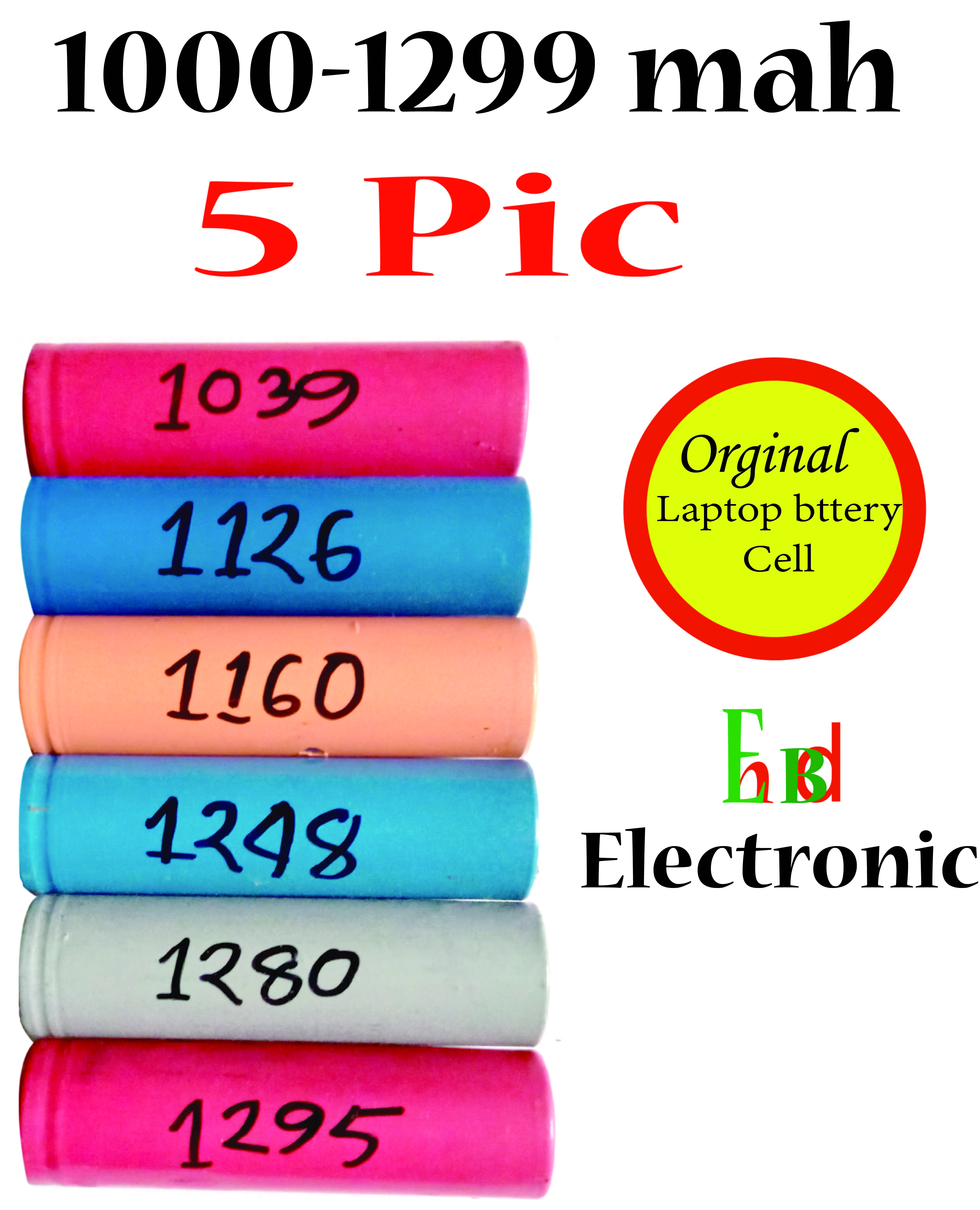 1000-1299 mAh 5 Pic Lithium ion battery . Rechargeable old laptop battery cell. Easy to Use.