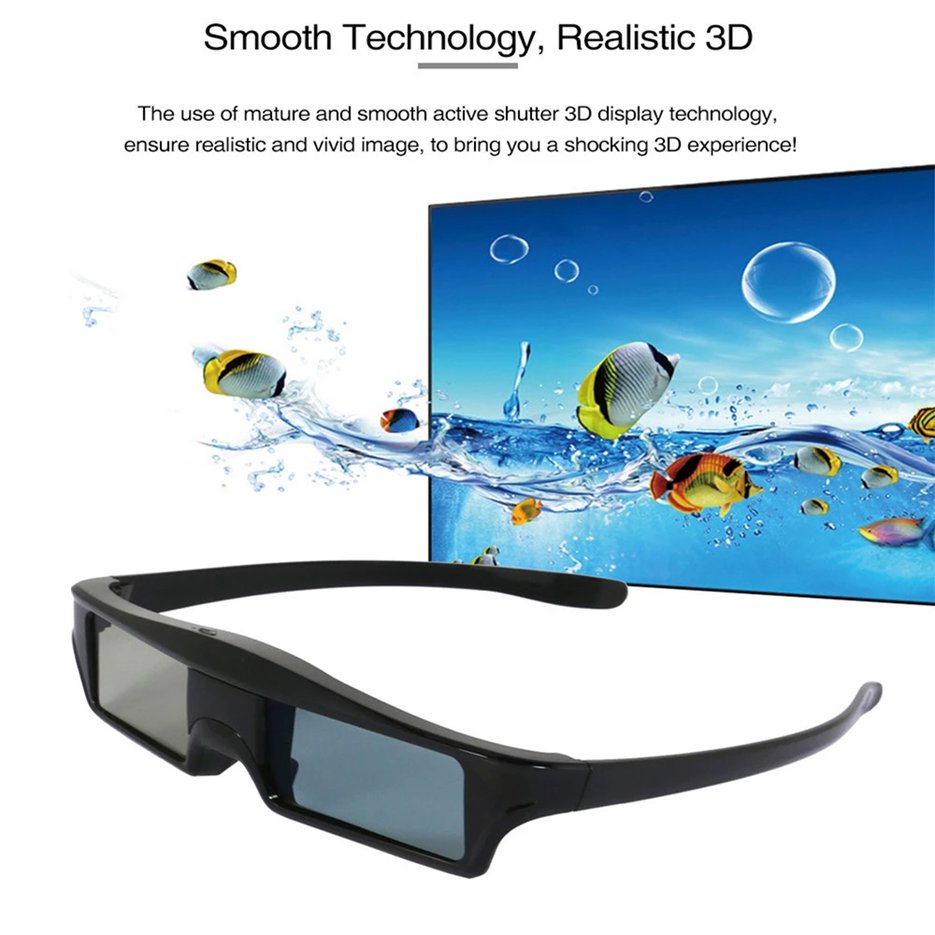 3D Glasses Rechargeable 3D Active Shutter Glasses Eyewear For DLP 3D Projector-black. 