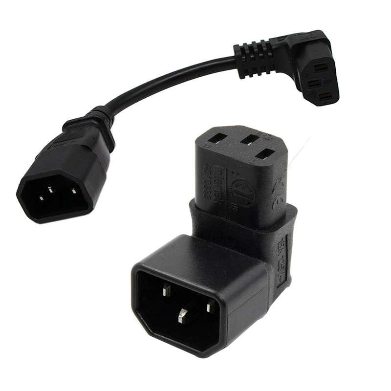 Cable Alimentation Pc Adaptateur IEC C14 Vers C13 90° - Connecteur D'Alimentation Coudé 10A/250V Adaptateur Secteur Anglé