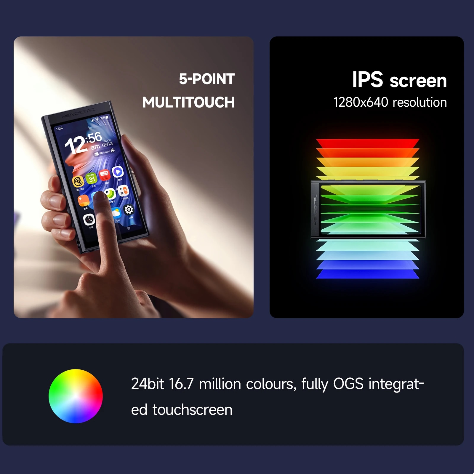 HiBy Digital M300 Android 13 Music Player MP3 HiFi Audio Bluetooth WiFi USB DAC DSD FM Radio Dual Mic Built-in Speaker IPS 29hr. 