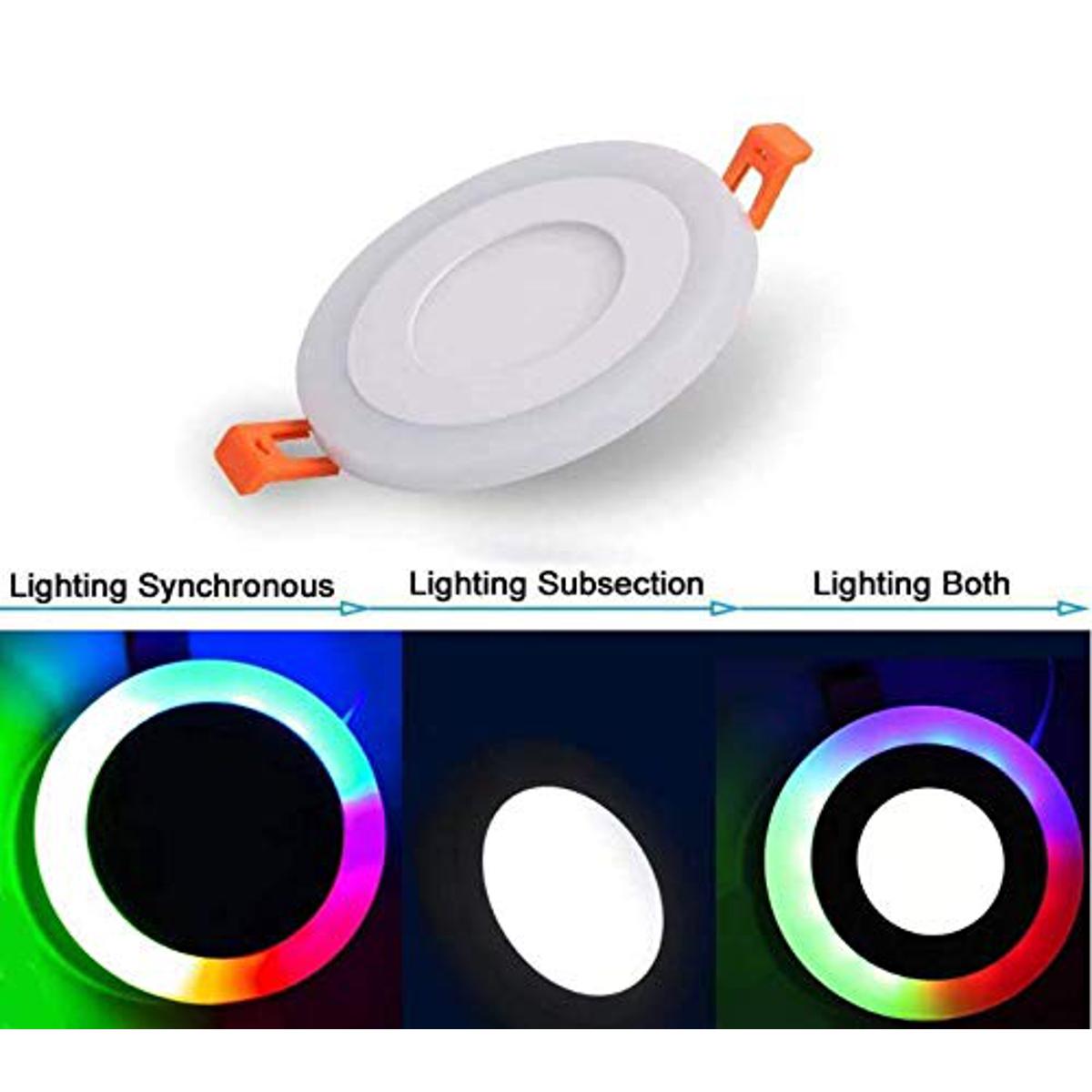 LED 6W(3W+3W) Concealed Round Pink Blue Green (PBG) Colour Panel Ceiling Light 3D Effect Lighting (Double Color)
