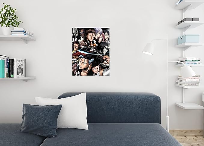 Bleach Anime Poster Group Merchandise Merch Ichigo Swords Manga Comic Cool Aesthetic Modern Wall Decor Picture Japanese Bedroom Living Room Weeb Fan Birthday Cool Wall Decor Art Print Poster 12*9. 