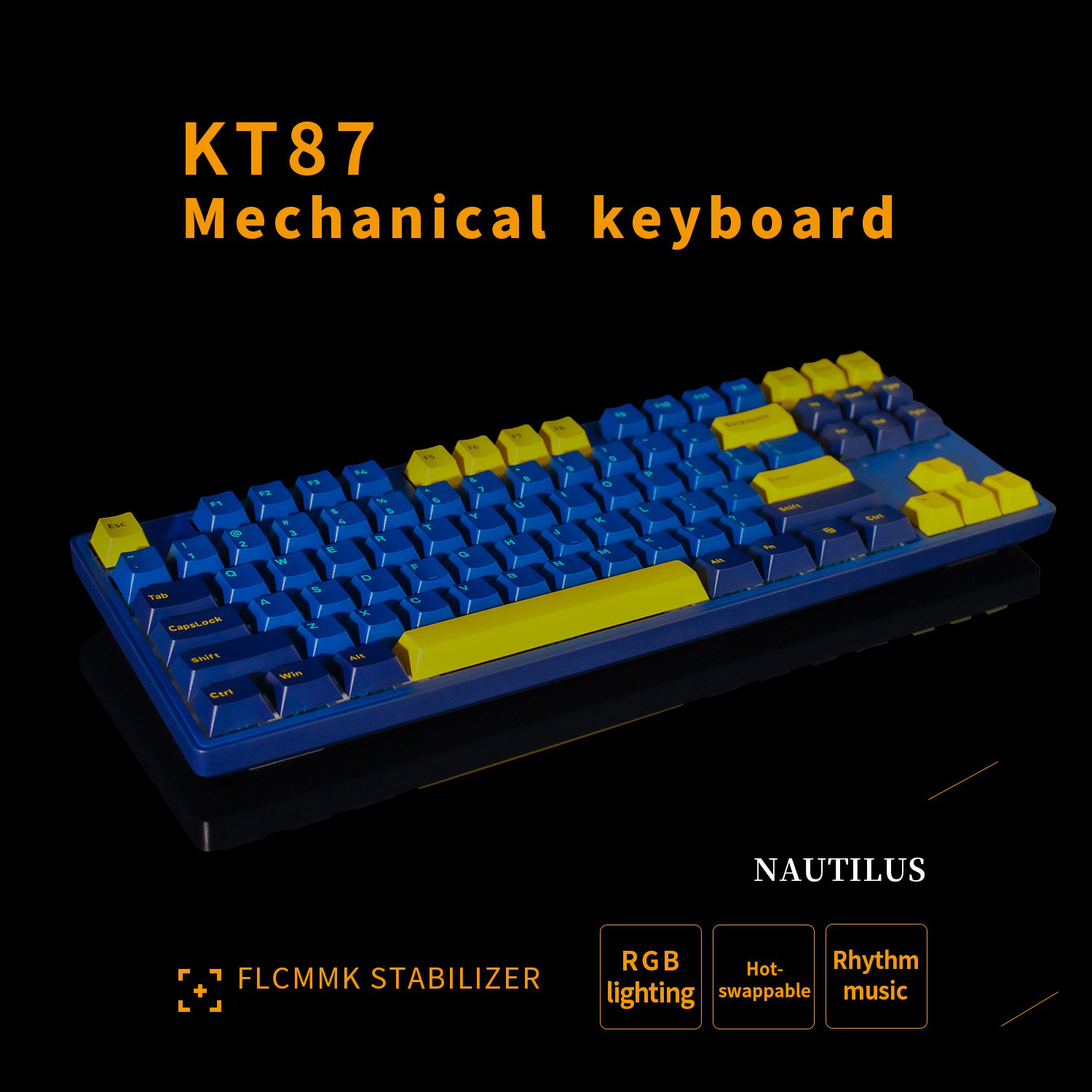 Capturer KT87 Hot Swappable RGB Mechanical Keyboard II plug and play with computer or xbox or console. 