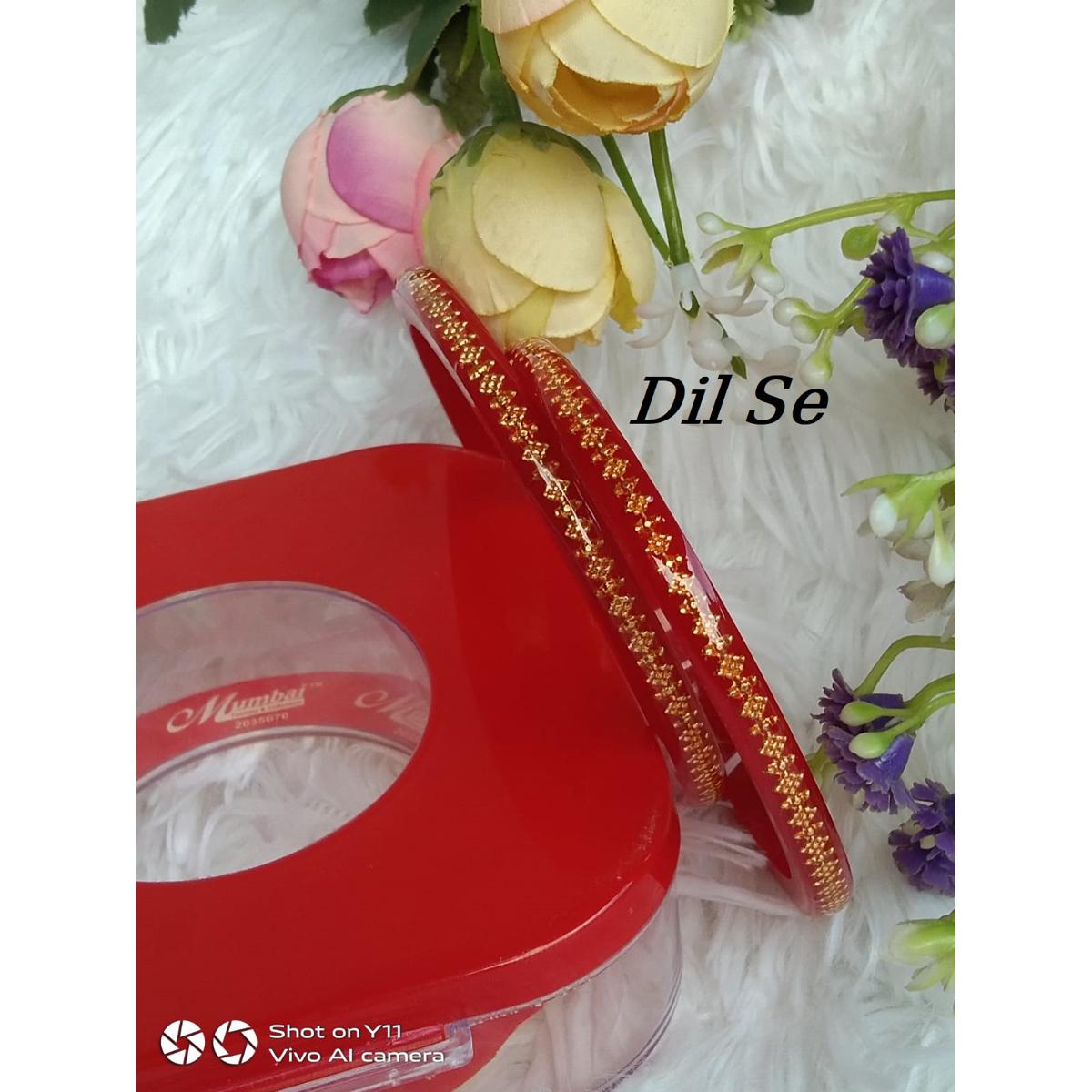Exclusive Transparent Printed Red Bangles churi-bracelate - 2pcs. It's For Smart Women & Girls, For Party