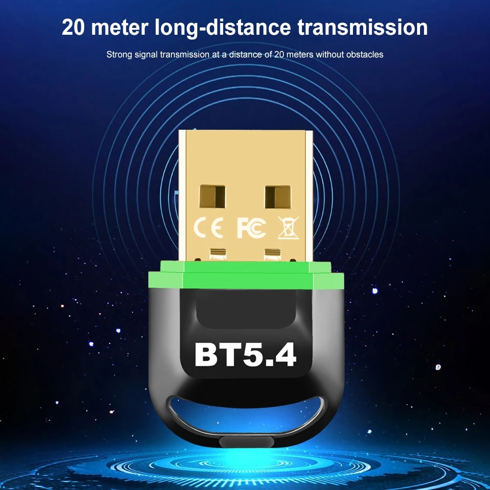 USB Bluetooth 5.4 Adapter WIreless Transmitter Receiver Dongle Audio Receiver Bluetooth 5.3 Adapter For Win8.1/10/11 Driver Free. 